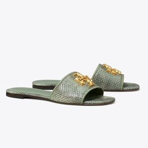 Tory Burch Olive and Gold Slides